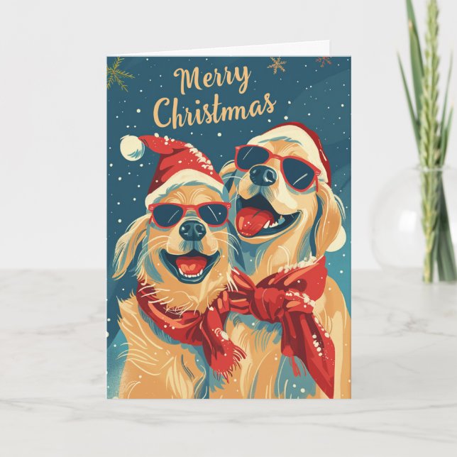 Labrador with sunglasses Christmas Personalized Holiday Card (Front)