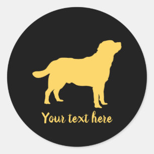 Labrador Yellow Standing Lab Silhouette & Text Classic Round Sticker