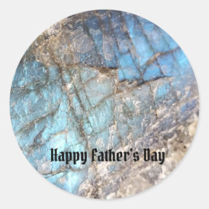Labradorite Rock Photo Teal and Blue Father's Day Classic Round Sticker