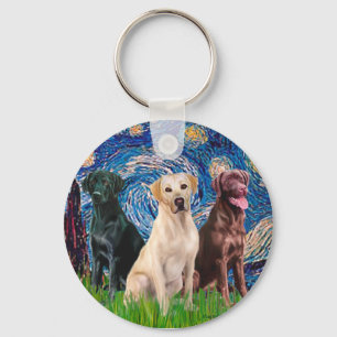 Labradors (3) - Starry Night Keychain