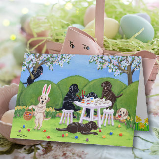 Labradors and Easter Eggs Holiday Card