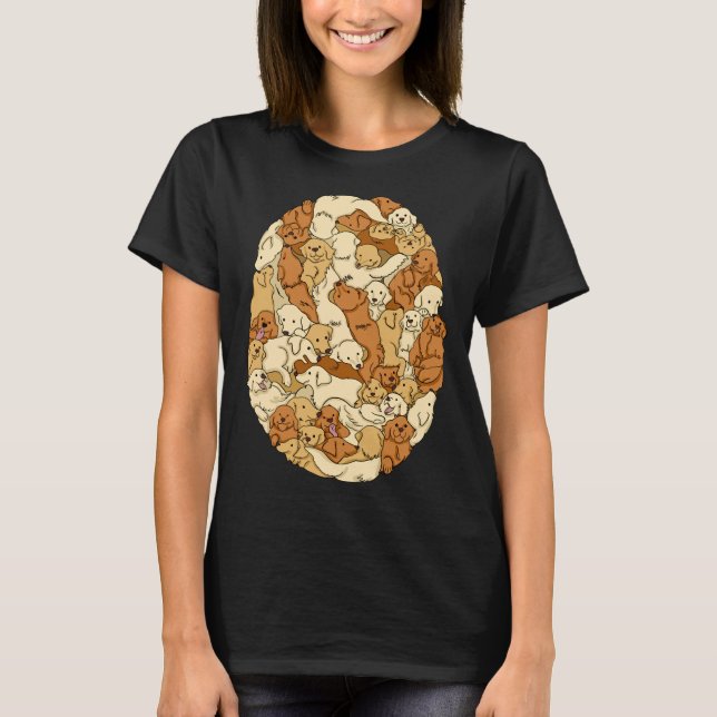 Labradors Dog Pattern Golden Retrievers T-Shirt (Front)