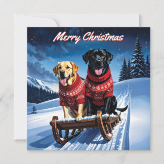 Labradors Pack of Flat Christmas Card