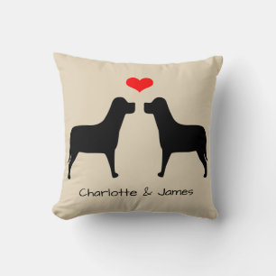 Labradors silhouette with heart personalized throw pillow