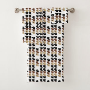 labs 3 colours cartoon head bath towel set