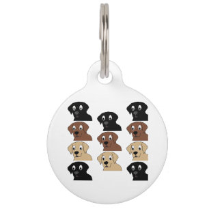 labs 3 colours cartoon head pet tag