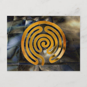 labyrinth antique gold   mosaic grunge postcard