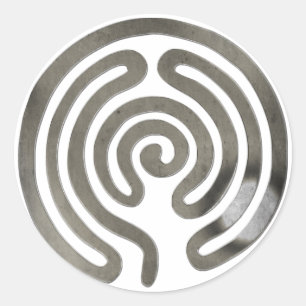 labyrinth antiquesilver make your own background classic round sticker