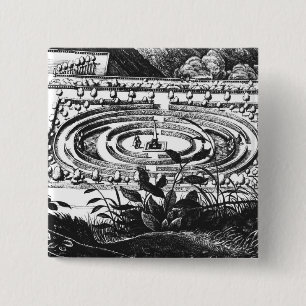Labyrinth at Heidelberg, Hortus Palatinus (engravi 2 Inch Square Button