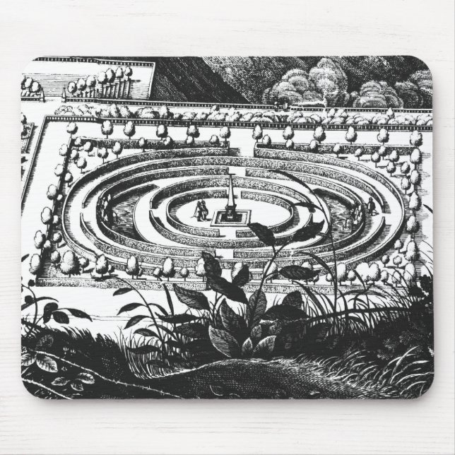 Labyrinth at Heidelberg, Hortus Palatinus (engravi Mouse Pad (Front)