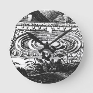 Labyrinth at Heidelberg, Hortus Palatinus (engravi Round Clock