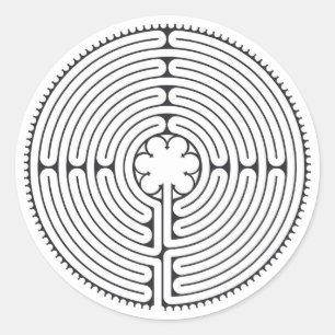 Labyrinth Cathedral of Chartres Black and White Classic Round Sticker