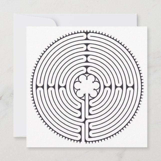 Labyrinth Cathedral of Chartres Black and White Holiday Card (Front)