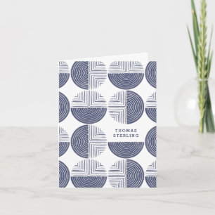 Labyrinth Circle Pattern Note Card - Blue