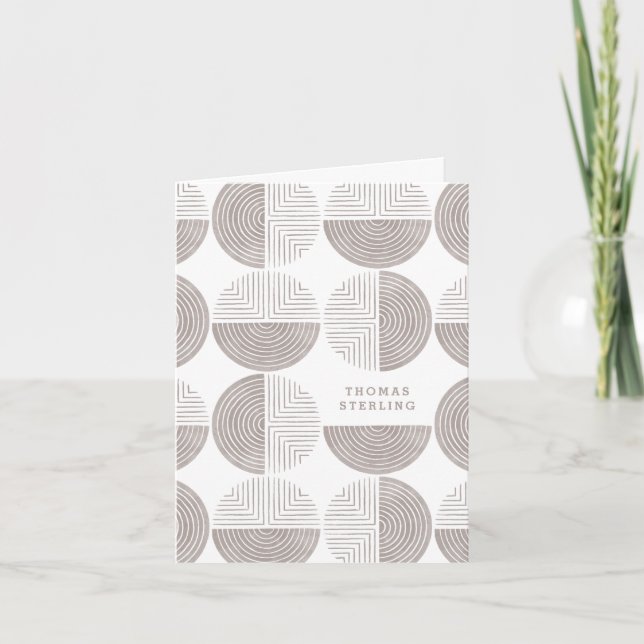 Labyrinth Circle Pattern Note Card - Grey (Front)