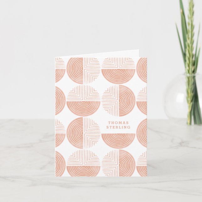 Labyrinth Circle Pattern Note Card - Peach (Front)