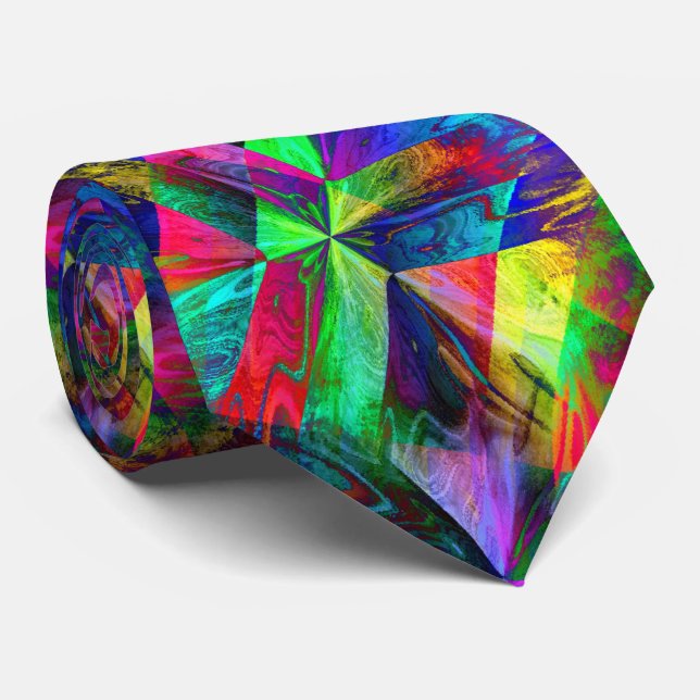 Labyrinth cool trippy modern abstract art tie (Rolled)