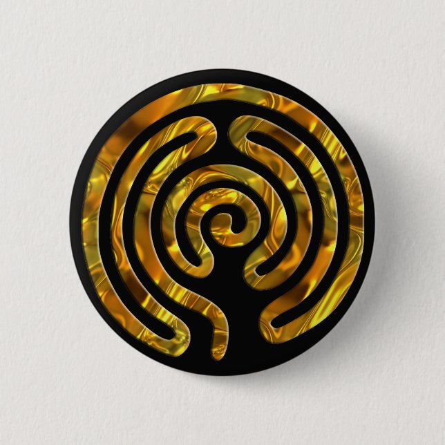 Labyrinth GOLD | black 2 Inch Round Button (Front)