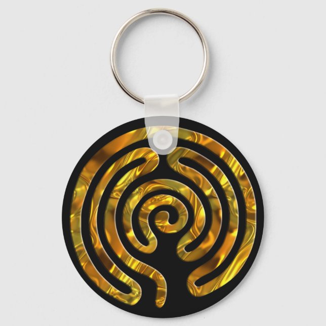 Labyrinth GOLD | black Keychain (Front)