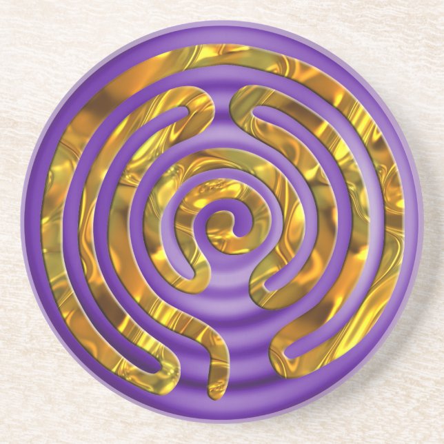 Labyrinth GOLD | violet ripples Coaster (Front)