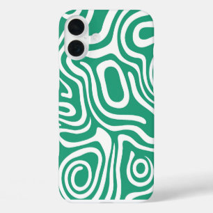 Labyrinth graphic pattern green iPhone 16 plus case