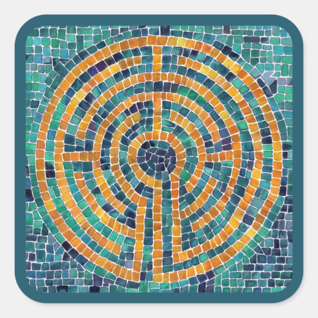 LABYRINTH II Large Square Stickers - Green (Front)