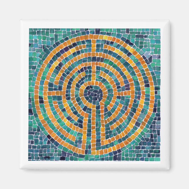 LABYRINTH II Magnet Carré - Blanc (Devant)