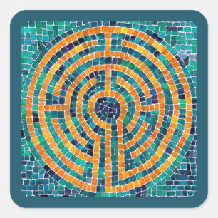 LABYRINTH II Small Square Stickers - Green