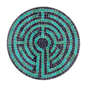 LABYRINTH III 12" Round Glass Cutting Board 