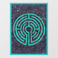 LABYRINTH III 8x11 Window Cling - Turquoise