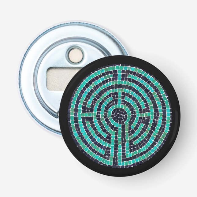 LABYRINTH III Button Bottle Opener - Black (Front)