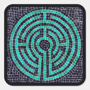 LABYRINTH III Large Square Stickers - Black