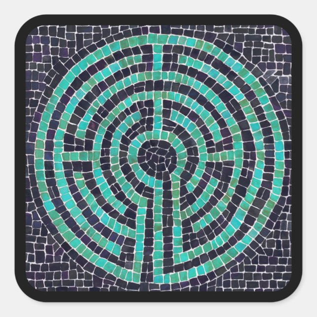 LABYRINTH III Large Square Stickers - Black (Front)