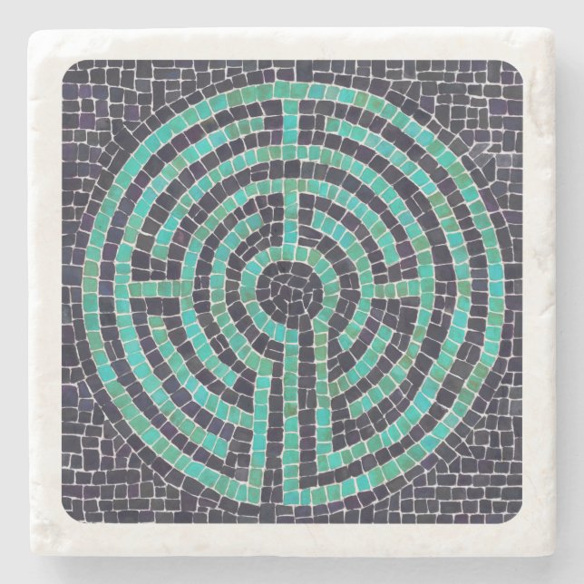 LABYRINTH III Marble Stone Coaster - White (Front)