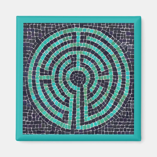 LABYRINTH III Square Magnet - Turquoise (Front)