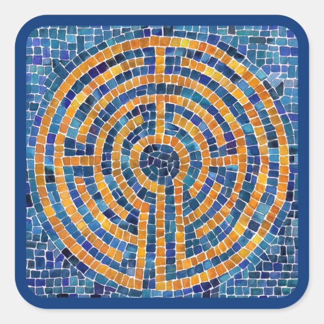 LABYRINTH IV Large Square Stickers - Blue (Front)