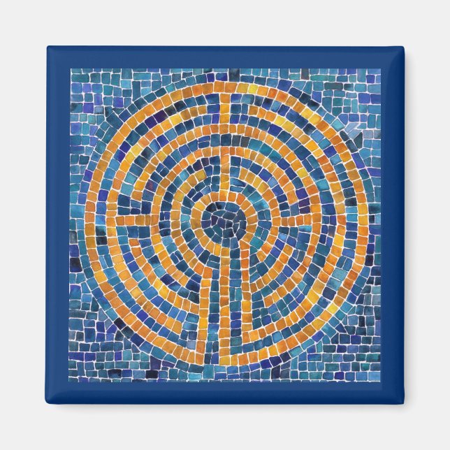 LABYRINTH IV Magnet Carré - Bleu (Devant)