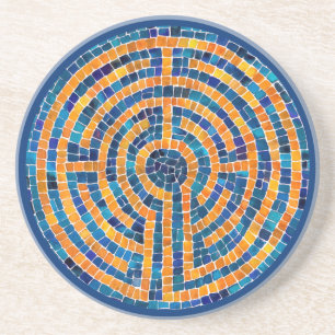 LABYRINTH IV Sandstone Coaster - Blue