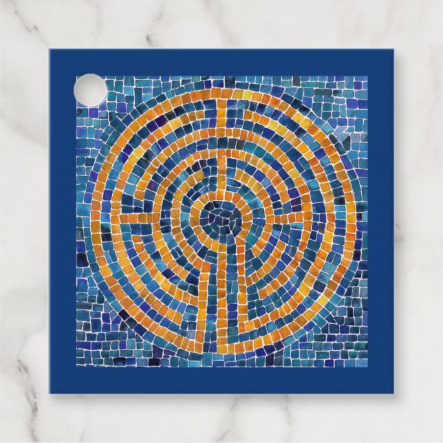 LABYRINTH IV Square Gift Tags - Blue (Front)
