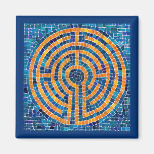 LABYRINTH IV Square Magnet - Blue