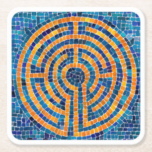 LABYRINTH IV Square Paper Coasters - White