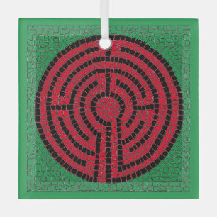 LABYRINTH IX Glass Square Ornament