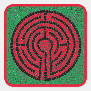 LABYRINTH IX Large Square Stickers
