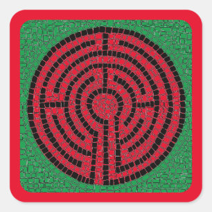 LABYRINTH IX Small Square Stickers