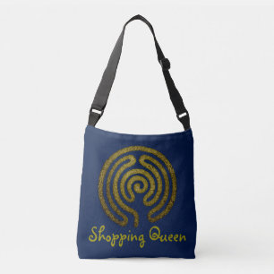 Labyrinth / maze - antique metal + your backgr. crossbody bag