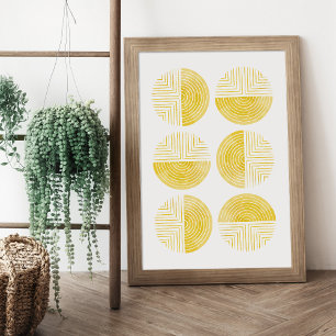 Labyrinth Modern Circle Art Print - Honey