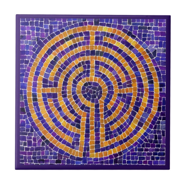 LABYRINTH MOSAIC 4.25x4.25 Ceramic Tile - Purple (Front)