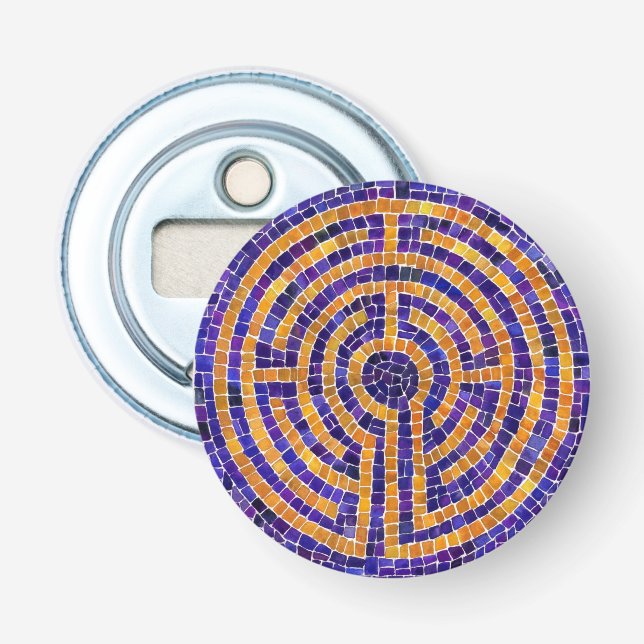 LABYRINTH MOSAIC Button Bottle Opener (Front)