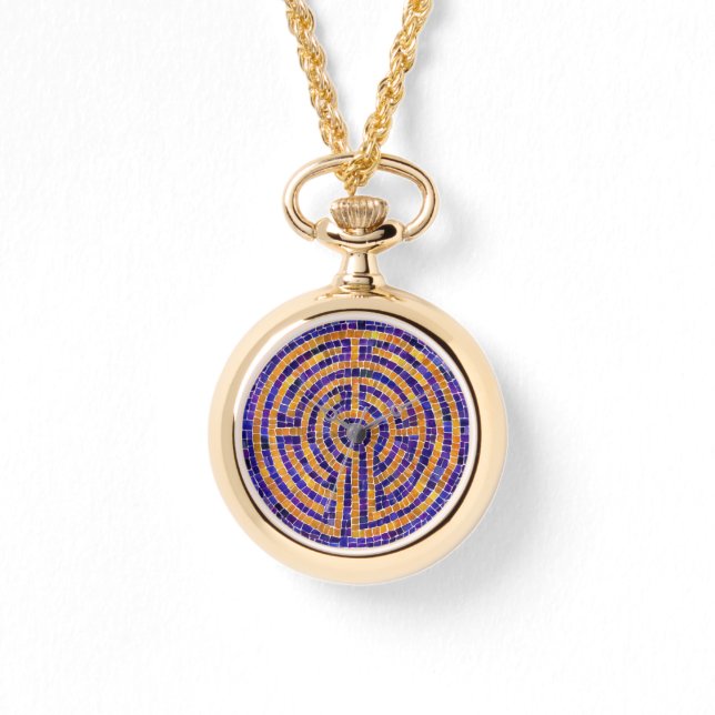 LABYRINTH MOSAIC Gold Wrap-Around Watch (Front)