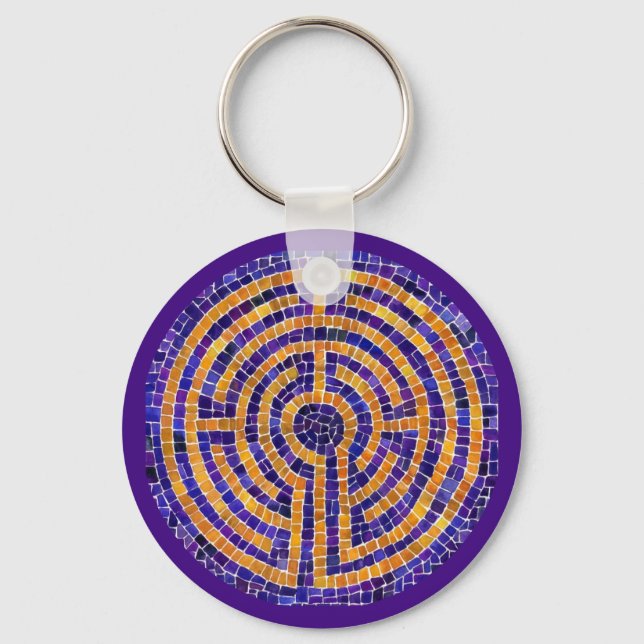 LABYRINTH MOSAIC Metal Round Keychain (Front)